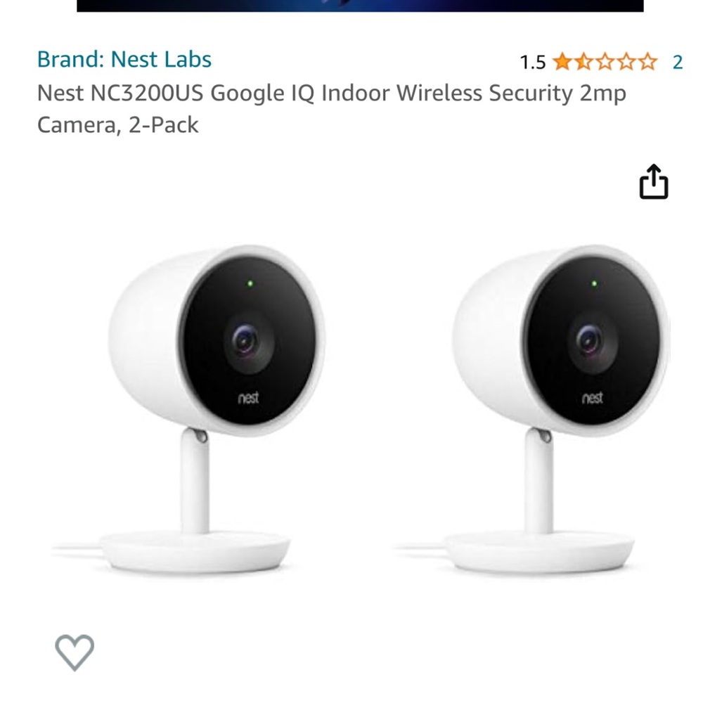 2 google nest indoor cameras never used. Packed in original box